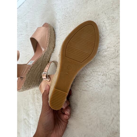 Clarks Rose Gold Leather Espadrille Wedge Sandals – Women’s 9 – NWOT - Picture 11 of 12